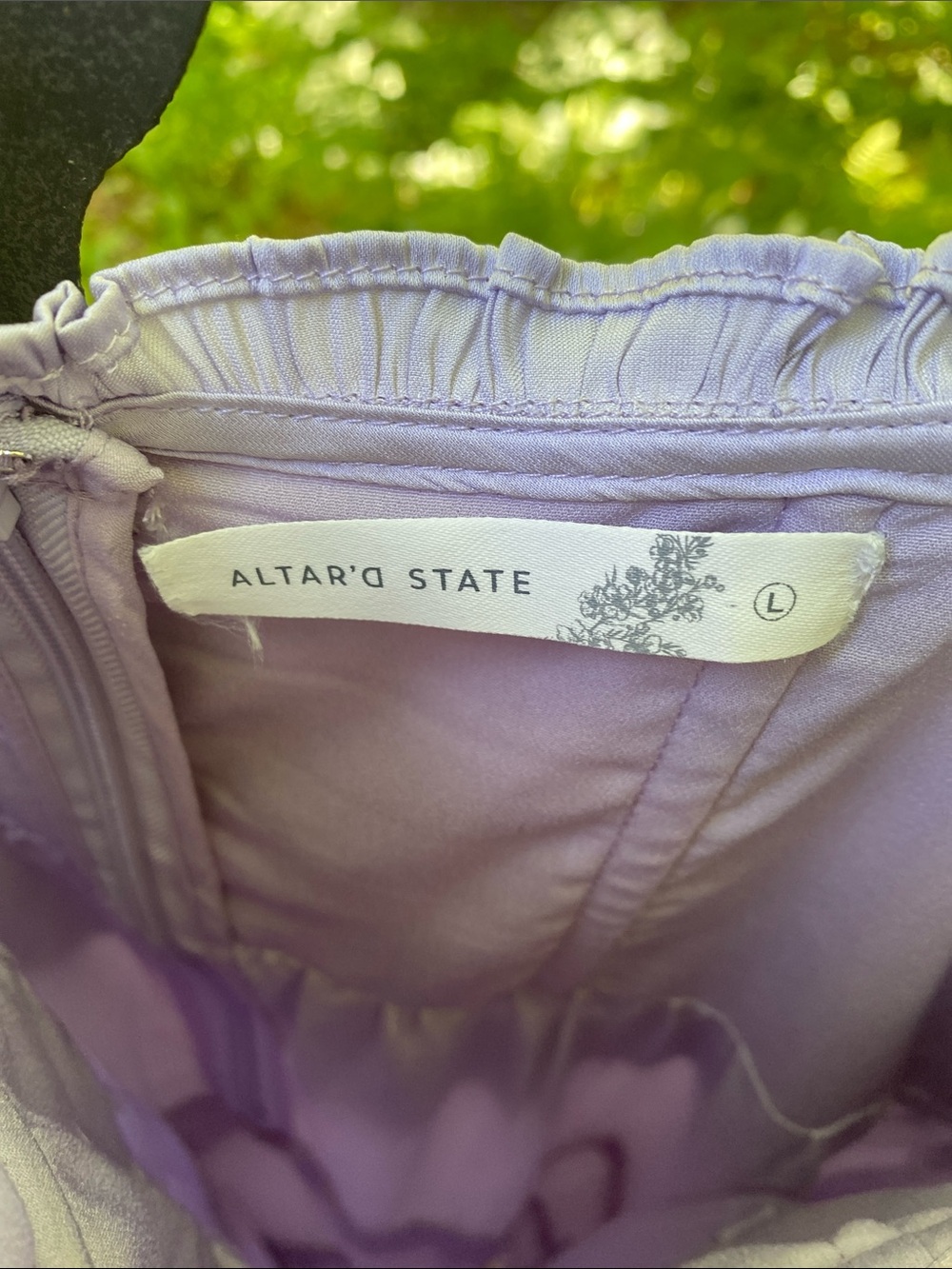 Altar'd State Lavender Tiered Strapless Satin Gown. Size L. - Picture 2 of 5